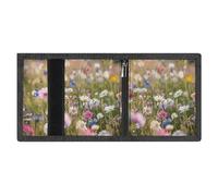 Flowers in The Field - Portafoglio da uomo a tre pieghe, minimalista, con blocco RFID, 8 porta carte di credito, 1 tasca per banconote, portamonete e finestra per documenti, portafogli sottili in