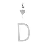 Flowers Orecchino Mono in Acciaio Donna con Boccolo e Pendente con Cuore e Lettera Iniziale Nome. Orecchino Singolo disponibile in 2 colorazioni oro e argento (Argento D Cuore)