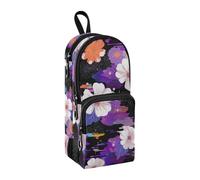 FLOWERs Vapor Wave Style Nero Nylon 3 Scomparti Matite Borse Grande Capacità Astucci per College Scuola Cancelleria per Bambini Scuola Preppy 1600ml