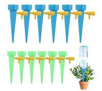 FLOWERUN 12 Pezzi Kit Irrigazione a Goccia per Piante, Gocciolatore con Flusso Regolabile e Adattatore per Bottiglie, Sistema di Annaffiatura Automatica per Interno Esterno Orto Balcone (Multicolore)
