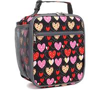 FlowFly Borsa termica termica per bambini con mini borsa termica per il pranzo a scuola, per ragazze, ragazzi, cuore