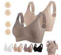 Flowomen, reggiseno da donna a quattro petto, regolabile, senza ferretto, supporto completo, 2 pezzi-A., L