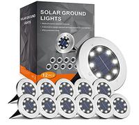 FLOWood Solar Bodenleuchte Solarleuchte für Garten Solar Außenleuchte 8 LED Wasserdicht Edelstahl + Kunststoff 12 Stk