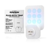 Flowtron Trappola per insetti da interni con hub di alimentazione multiporta, cattura mosche a LED a doppia lunghezza d'onda, presa di corrente + porte USB-A/C, pannello adesivo adesivo, design a