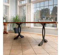 Flowyline Curva - Gambe e basi per tavolo da pranzo in metallo nero, 71,1 cm, altezza 423, realizzate a mano, per tavoli da pranzo, resistenti alla ruggine, regolabili, per panche, fai da te, stile