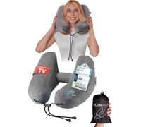 FLOWZOOM AIR Cuscino da viaggio gonfiabile con cappuccio Grigio, Taglia M