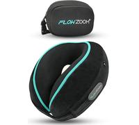 FLOWZOOM Dream Cuscino Cervicale da Viaggio in Memory Foam - Supporto Laterale Ottimale per Testa e Collo, Regolabile, Fodera Vellutata Lavabile con Sacchetto in Rete - Ideale per Aereo e Auto - Nero
