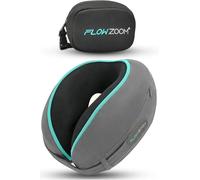 FLOWZOOM Dream Cuscino Cervicale da Viaggio in Memory Foam - Supporto Laterale Ottimale per Testa e Collo, Regolabile, Fodera Vellutata Lavabile con Sacchetto in Rete - Ideale per Aereo e Auto- Grigio
