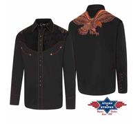 FLOYD Camicie Nere Country Western Stars And Stripes Uomo