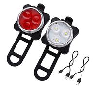 Flpeekash Luce Anteriore e Luci Posteriori Impermeabile Velo Outdoor COB 3 LED USB Ricaricabile con 4 Modalità per Velo e Ciclismo di Notte