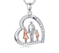 Flpruy Collana con ciondolo a forma di cuore in argento Sterling S925, regalo significativo per mamma, papà, donne e bambini, festa della mamma, festa del papà, compleanno e Natale, Argento sterling