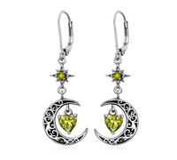 Flpruy Orecchini da donna a forma di stella di luna, in argento Sterling 925, a forma di mezzaluna nera, con cuore del cielo, ipoallergenici, regalo di compleanno 1, Argento sterling, Nessuna pietra