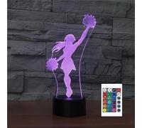 FLRXHK Cheerleader - Lampada notturna a LED con illusione 3D, con telecomando, 16 colori, luce notturna a LED USB per bambini, decorazione per la stanza dei bambini