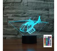 FLRXHK Elicottero 3D Illusion Luce Notturna Touch Tavolo Lampada da Scrivania con Telecomando 16 Colori Ottico USB LED Luce Notturna per Bambini Regalo Camera Decorazione