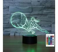 FLRXHK Lampada da tavolo da tavolo con illusione 3D a forma di pallavolo, lampada da tavolo con telecomando, 16 colori, luce notturna a LED ottica USB per bambini, decorazione per la stanza dei