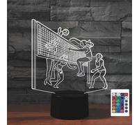 FLRXHK Lampada da tavolo da tavolo con illusione 3D a forma di pallavolo, lampada da tavolo con telecomando, 16 colori, luce notturna a LED ottica USB per bambini, decorazione per la stanza dei