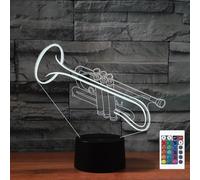 FLRXHK Lampada notturna a forma di tromba con illusione 3D, lampada da tavolo con telecomando, 16 colori, luce notturna a LED ottica USB per bambini, decorazione per la stanza dei bambini