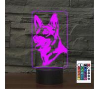 FLRXHK Lampada notturna a LED con effetto 3D, a forma di cane pastore tedesco, lampada da tavolo con telecomando, 16 colori, luce notturna a LED ottica, idea regalo per bambini, decorazione per la