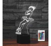 FLRXHK Lampada notturna a LED con illusione 3D a effetto pattinaggio, lampada da tavolo con telecomando, 16 colori, luce notturna a LED ottica, decorazione per la stanza dei bambini