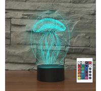 FLRXHK Lampada notturna a LED con illusione 3D a forma di medusa, lampada da tavolo con telecomando, 16 colori, luce notturna a LED ottica, decorazione per la stanza dei bambini