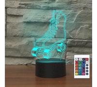 FLRXHK Lampada notturna a LED con illusione 3D a forma di pattini a rotelle, lampada da tavolo con telecomando, 16 colori, luce notturna a LED ottica, decorazione per la stanza dei bambini