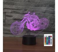 FLRXHK Luce notturna a LED con illusione 3D per moto, lampada da tavolo con telecomando, 16 colori, luce notturna a LED ottica, decorazione per la stanza dei bambini