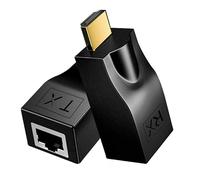 Flsazrx Convertitore da ripetitore HDMI a RJ45 Ethernet, adattatore Extender HDMI su Cat5e/6 (2 pezzi), 4K HD 1080p può estendere fino a 30 m, per HDTV, set-top box, DVD, PS4, STB, (nero)