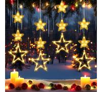 FLSEPAMB Luci natalizie a LED, 4 pezzi, luce bianca calda, stella di Natale, 3 in 1, con ventosa, luci per finestre, decorazione per Natale, balcone, festa