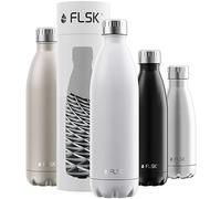 FLSK - Borraccia originale, in acciaio inox, da 350 ml, adatta per anidride carbonica, bottiglia termica (caldo per 18 ore e freddo per 24 ore), senza BPA, antiruggine, colore bianco (White)
