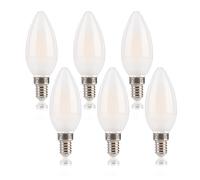 FLSNT Dimmerabile Lampadine E14 LED Candela, E14 Lampadine LED Filamento per Lampadario, C35 Stile Vintage, 5.5W Equivalenti a 40W, Bianco caldo 2700K, 550 Lumen, Vetro smerigliato, Confezione da 6