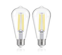 FLSNT Sensore di luce per esterni al crepuscolo fino all'alba, sostituisce 60 W, 7 W ST64 E27 LED vintage, accensione e spegnimento automatico, 5000 K, luce diurna 806 lm, lampadine di sicurezza per
