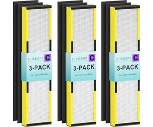 FLT5000 Combo Pack Filtro di ricambio C compatibile con purificatori d'aria Germ-Guardian AC5000, AC5000E, AC5250PT, AC5350B, AC5350BCA, AC5350W, AC5300B, 3 filtri HEPA e 6 prefiltri, giallo