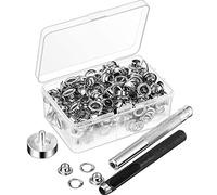Fltaheroo 100 Pezzi Serie Set di Occhielli in Metallo 7 Mm Set di Anelli per Occhielli con Asta di Punzonatura di Montaggio per Accessori fai da te Riparazione di Abbigliamento Artigianato in Pelle