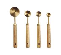 Fltaheroo Set di cucchiai di misurazione manico in legno in acciaio inox cucchiaio di misurazione kit di strumenti da cucina accessori da cucina 2