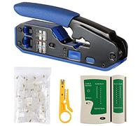 Fltaheroo Tester di Cavo di Rete Kit di Strumenti di Crimpatura RJ45 CAT5E CAT6 Kit di Strumenti di Crimpatura, 50 Pezzi RJ45 CAT6 Connettore