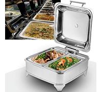 FLTRGO 6L Chafing Dish Elettrico, Scaldavivande Elettrico Acciaio Inox, Contenitore Termico per Alimenti Caldi per Buffet, Banchetti, Feste in Casa, Temperatura Regolabile (30-80 °)