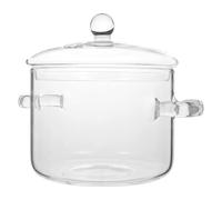 Fluaonb Casseruola in Vetro con Coperchio, Pentola per Piano Cottura con Coperchio e Manico Pentola per Zuppiera Trasparente, Alta Borosilicato 1400 Ml, Facile da Usare