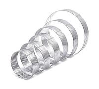 Fluaonb Set di 6 Anelli per Crostate Perforati, Mousse per Torta Resistente al nel Acciaio Inossidabile per Stampi per Torte