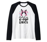Fluent In K-POP Cute Bunny Musica Coreana Corea Bunny Maglia con Maniche Raglan