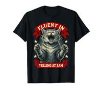 Fluente Urlare alle 3 del Mattino Midnight Feline Maglietta