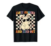 Fluff Around And Find out Funny Retro Groovy Bunny Rabbit Maglietta