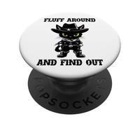 Fluff Around Find Out Meowdy Cat Funny Cowboy Overstimulated PopSockets PopGrip Adesivo
