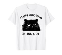 Fluff Around Grumpy Funny Cat Lady Humor Sarcastic Maglietta con Stampa Grafica Economica