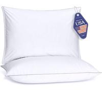 FluffCo Basics Down Alternative Pillow - Confezione da 2 cuscini morbidi per un comfort di lusso, in microfibra vegana, superficie rinfrescante, lavabile in lavatrice, cuscini standard/queen size, set