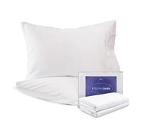 FluffCo Set di 2 federe rinfrescanti per cuscini king size, di alta qualità, lussuose e di qualità alberghiera, per chi dorme di lato, lavabili in lavatrice, in rasatello bianco, 100% cotone, set da 2