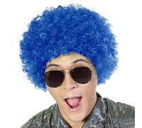 Fluffy Afro Synthetic Clown Wig for Men Women Cosplay Anime Party Christmas Halloween Fancy Funny Wigs (Blue)