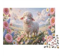 Fluffy AgnelloPuzzle 1000 Pezzi Cartone Spesso Per Anziani Spring Fiore Mare Allenamento Cognitivo Miglioramento Memoria, Tempo Libero, Regalo Nonni 52x38cm/1000pcs