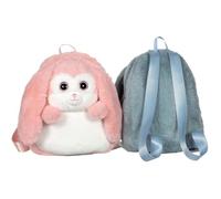 Fluffy Bag - GIPSY TOYS - Zaino di peluche - Coniglio rosa e bianco 30 cm