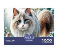 Fluffy Bi-Colored Gatto Jigsaw Puzzle Impossible 1000 Pezzi Foresta innevata Decorazione Per La Casa. Giochi Rilassamento E Intelligence Per Adulti E Ragazzi Da 14 Anni 52x38cm/1000pcs