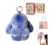 Fluffy Bunny Keychain in Gift Tin, Ultra-Soft Plush Keyring as a Cute Bag Charm for Backpacks, Adorable Pom Pom Keyring, Perfect Easter Gift and Handbag Accessory for Women and Girls (N)